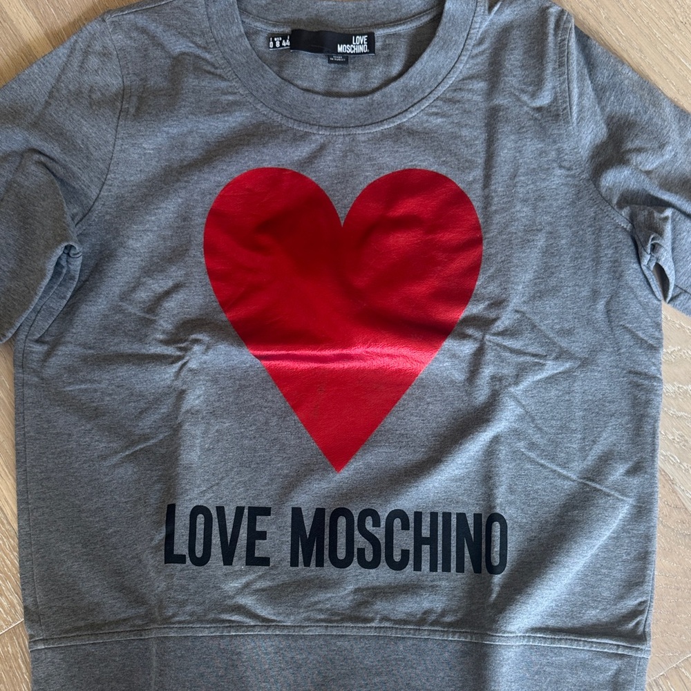 Love Moschino sweatshirt with Red Heart on Gray